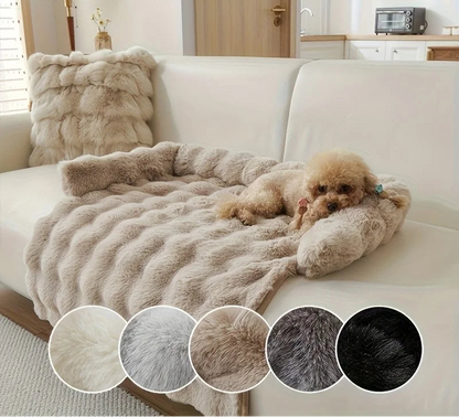 Warm Hondenbed met Imitatie Konijnenbont – Luxe Pluche Matras (Antislip)