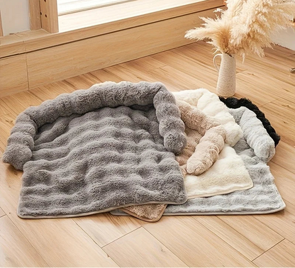Warm Hondenbed met Imitatie Konijnenbont – Luxe Pluche Matras (Antislip)